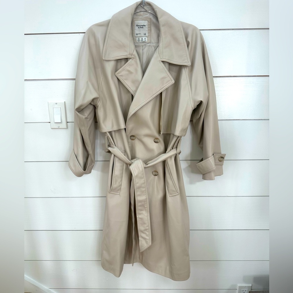 Abercrombie vegan leather trench coat